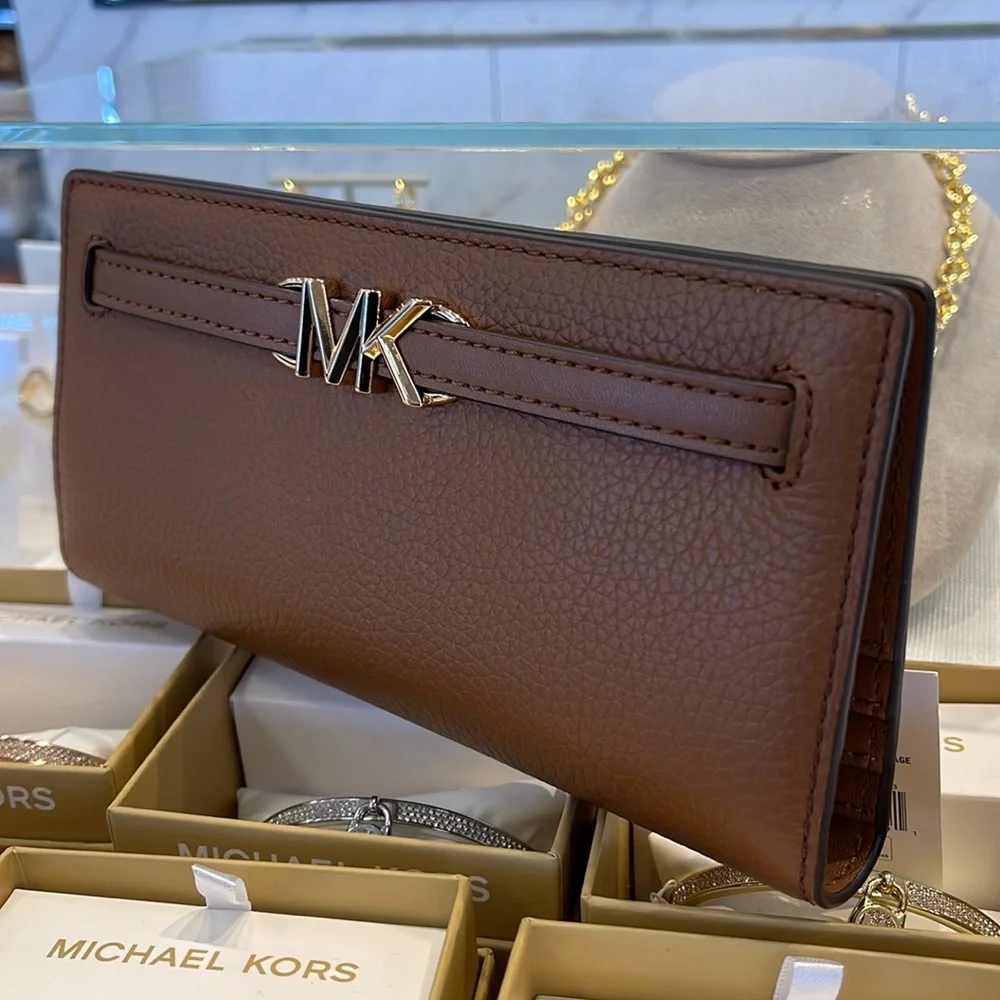 Michael Kors Reed Lg Bifold Pebbled Leather Snap Wallet Card Case 
Luggage 
NWT - Picture 14 of 16